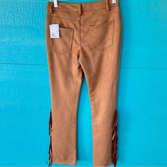 FAUX SUEDE FRINGE AND RHINESTONE WESTERN FLARE PANTS SIZE XS NWT - Picture 9 of 10